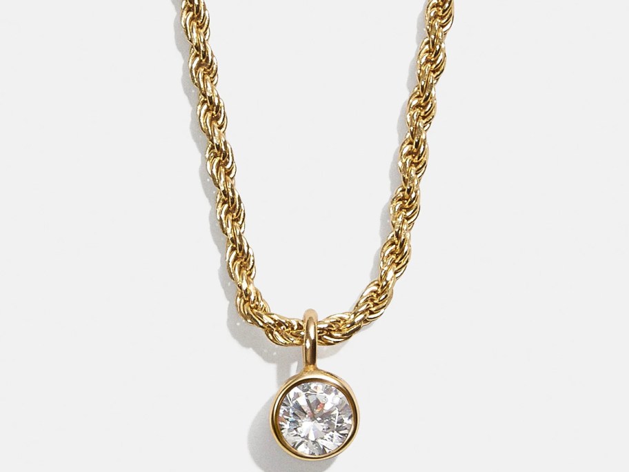 white birthstone gold necklace