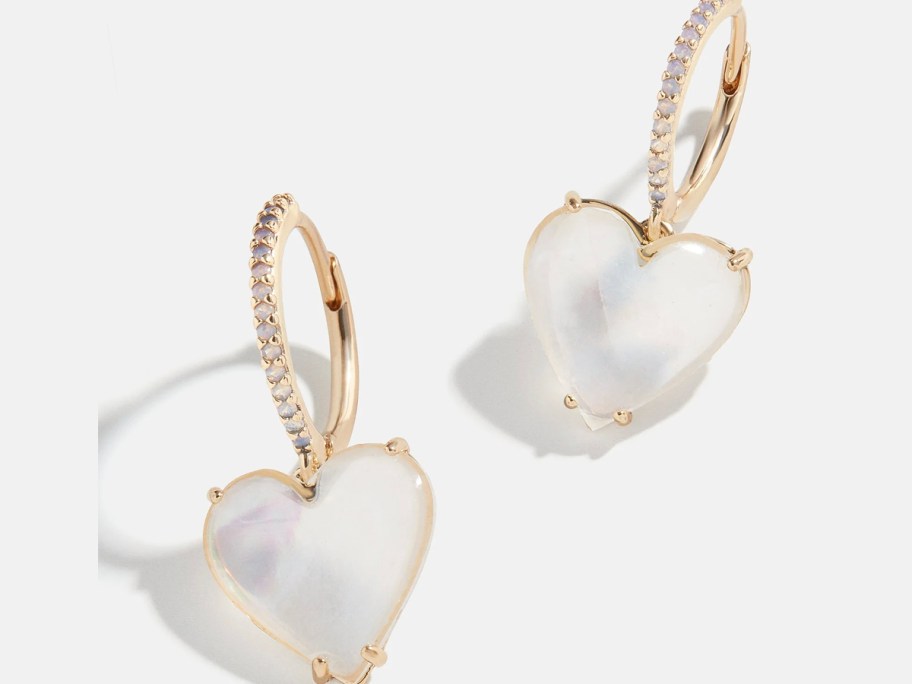gold heart stone earrings