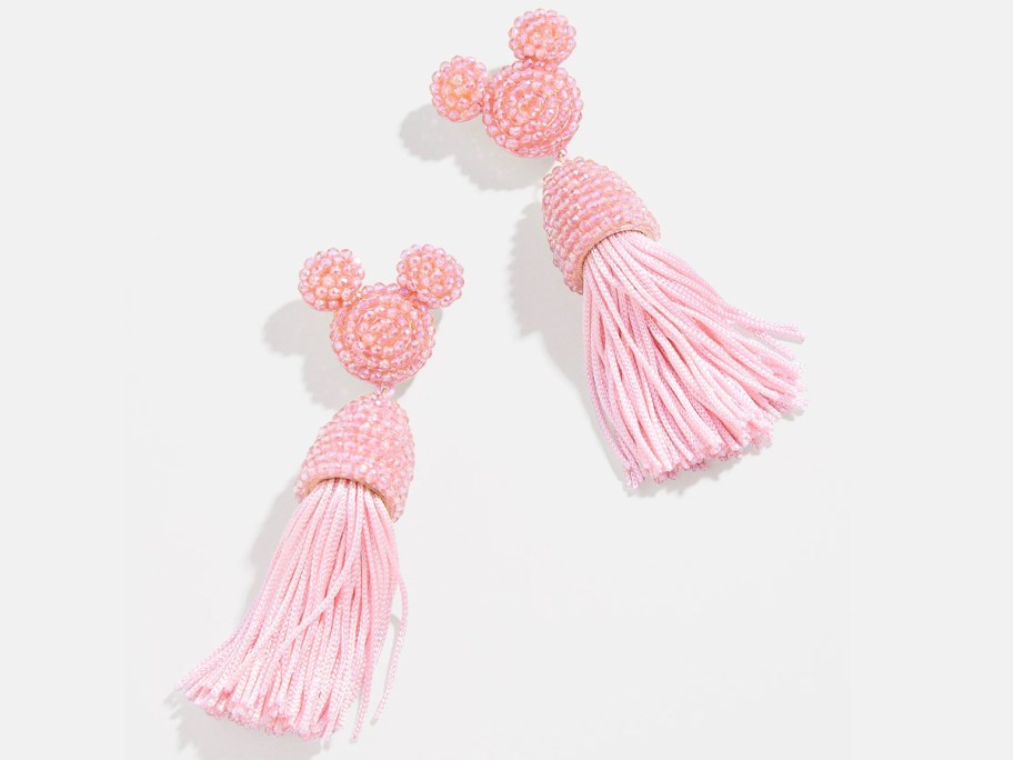 pink mickey mouse tassel earrings 