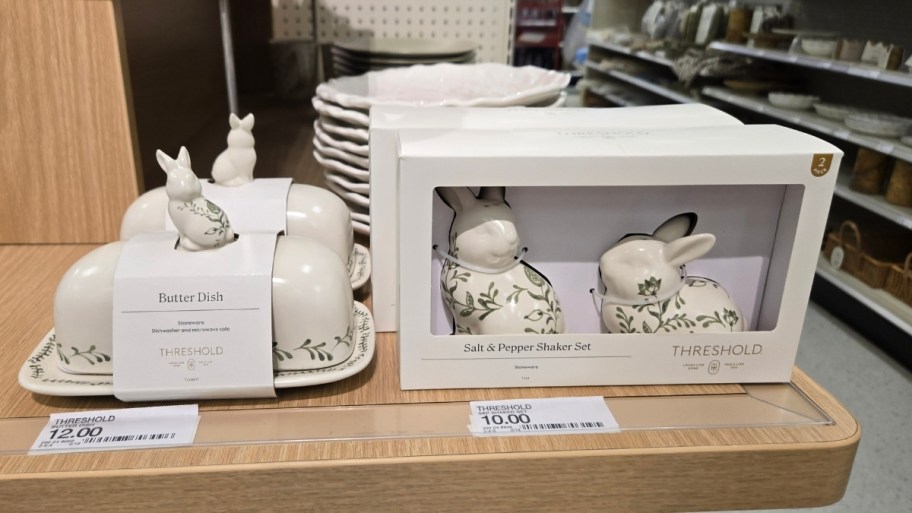 rabbit butter dish and salt and pepper set
