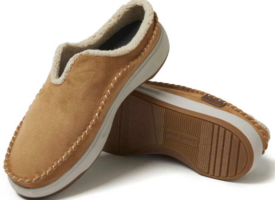 pair of tan clogs