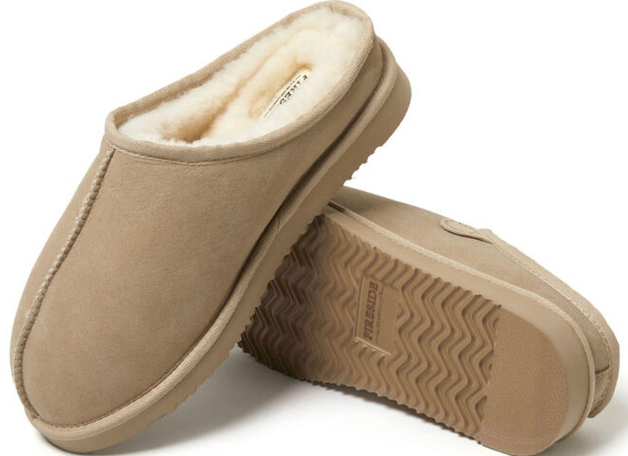 pair of tan and white clogs