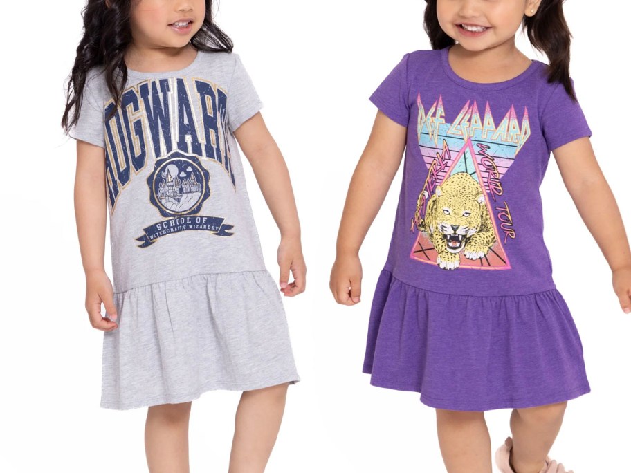 gray hogwarts and purple def leppard dress 