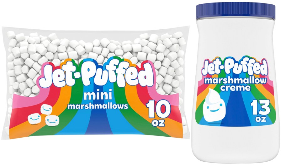 marshmallows bag and jar of creme