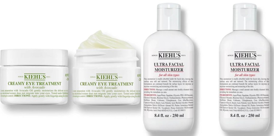 2 jars and two bottles of kiehls skincare