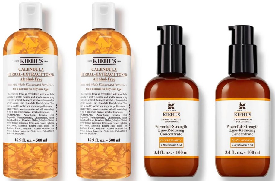 4 bottles of kiehls skincare