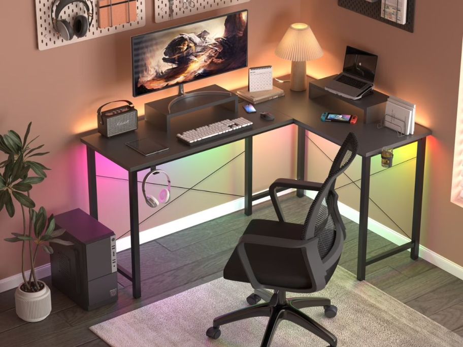 l-shaped desk in office
