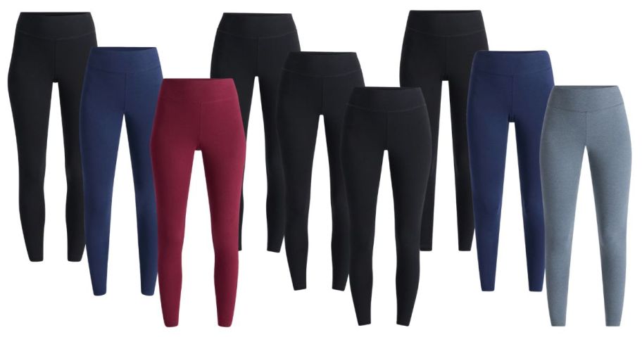 three 3-packs of time and tru leggings