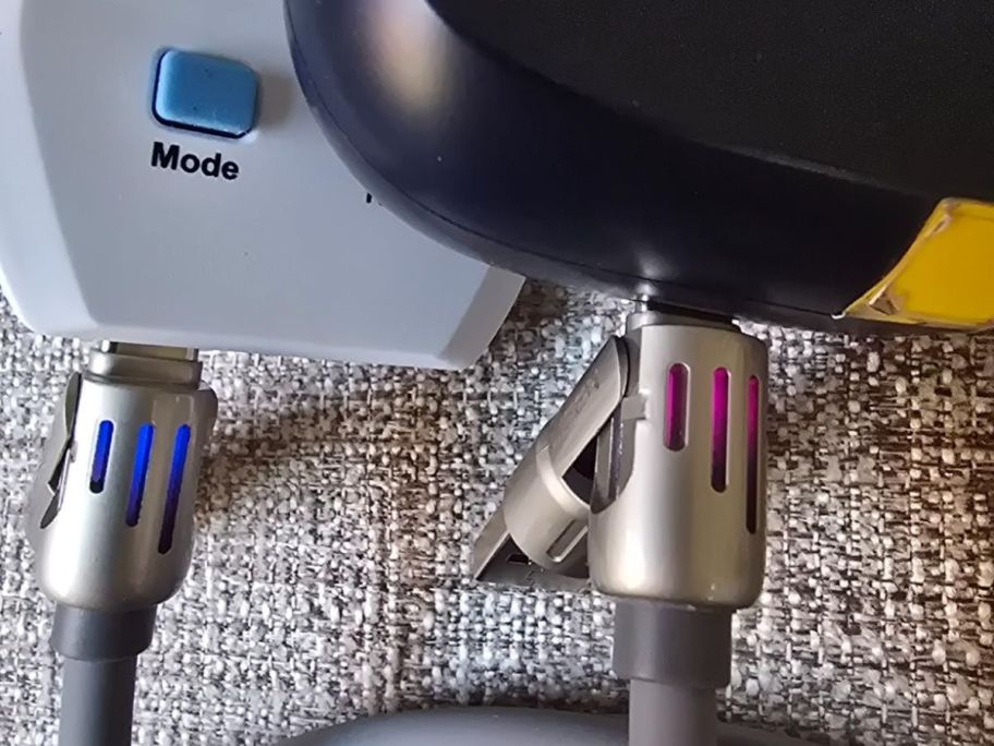 close up image of charging cable connectors charging a device