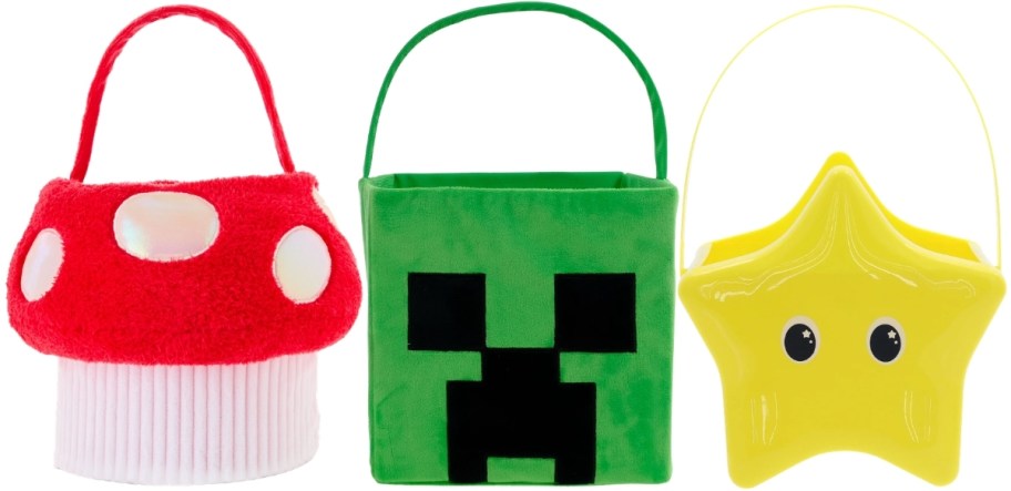mushroom, star and mindcraft easter baskets