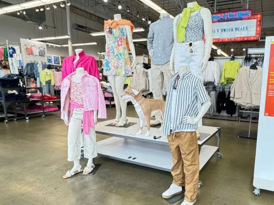 old navy spring clothes on mannequins in store