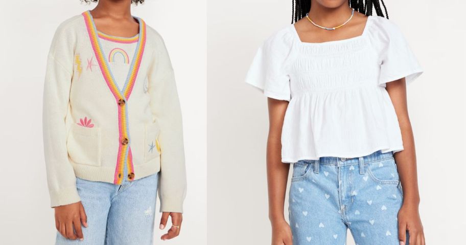 two girls wearing old navy tops