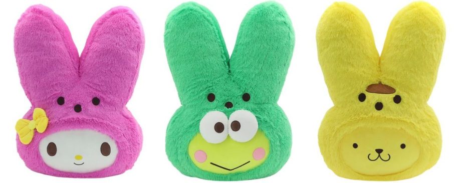 three hello kitty peeps plushies