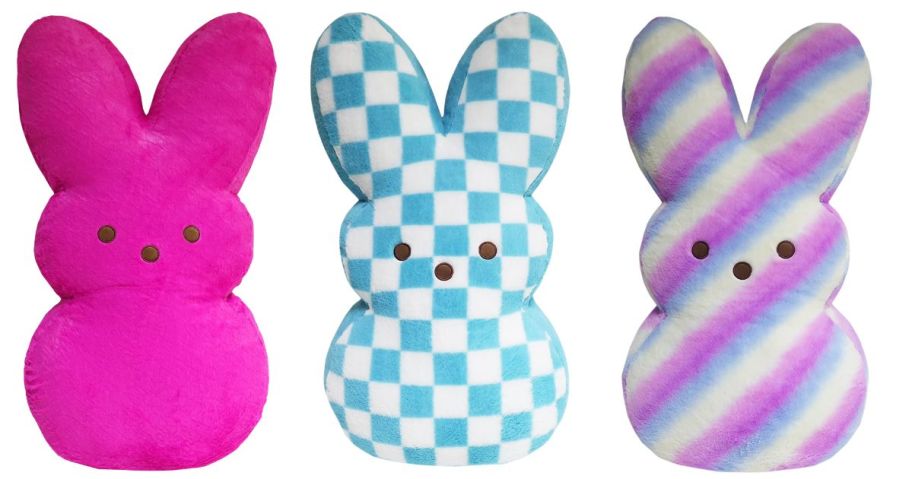 three jumbo peeps plushies