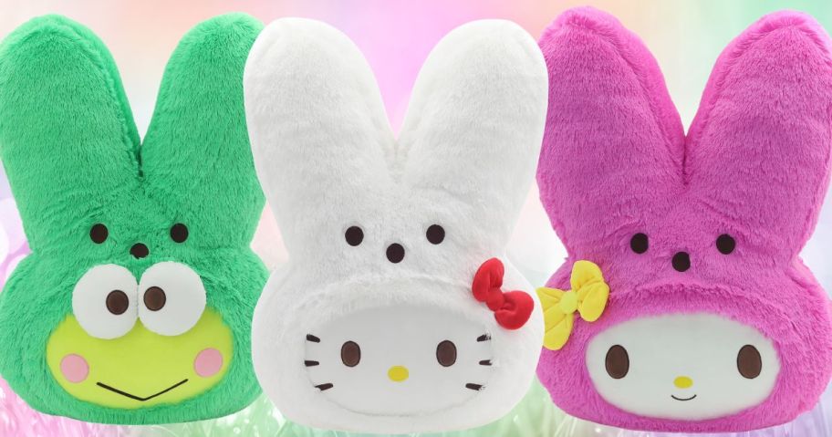 three hello kitty peeps easter plushies