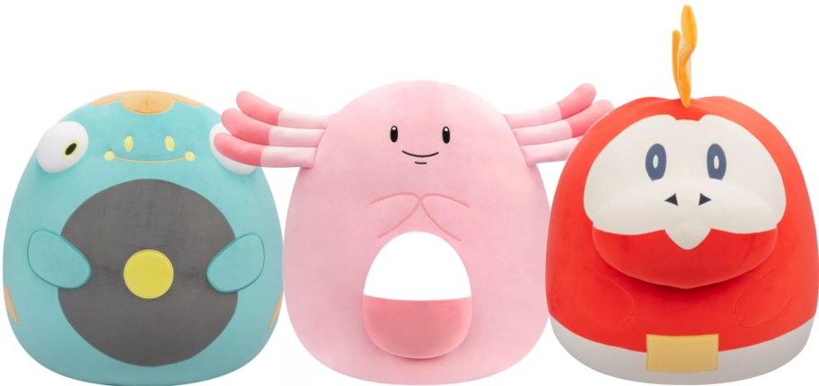 Three Pokemon Squishmallows.