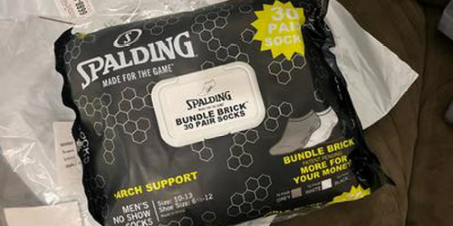 Spalding Men’s Socks 30-Pack Just $8.97 on Walmart.com (Only 30¢ Per Pair!)