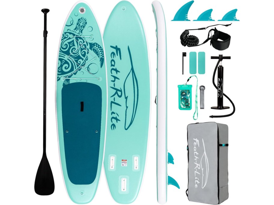 stock image FEATH-R-LITE Inflatable Paddle Board in Green Turtle