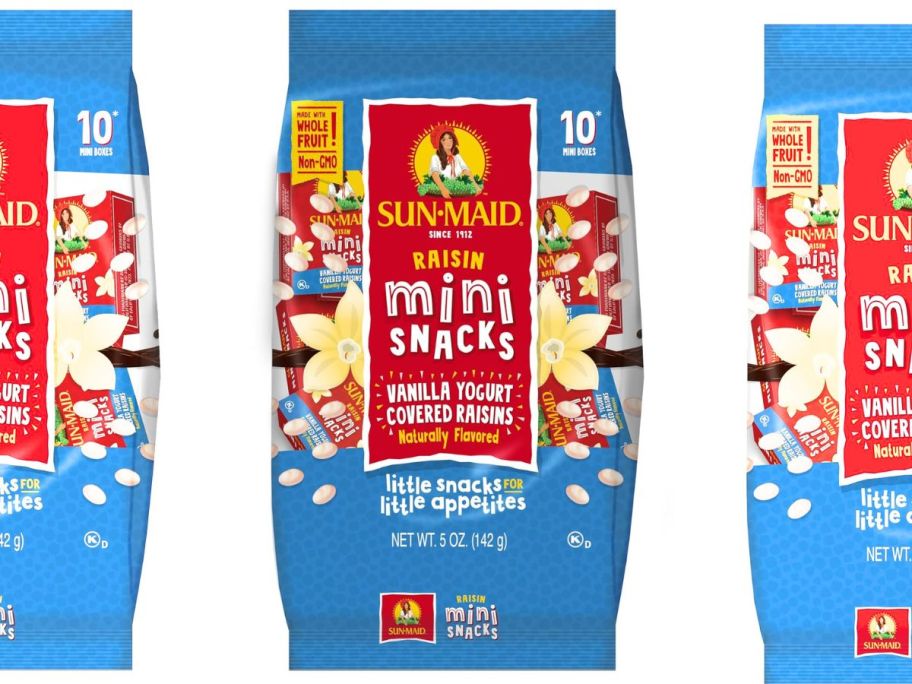 Sun-Maid Vanilla Yogurt Coated Raisins Mini 10-Pack stock image