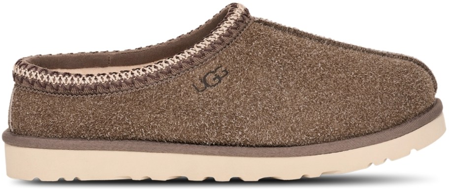 brown suede mens clog slipper