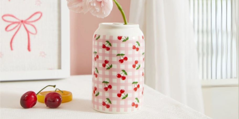 Pink Gingham Cherry Soda Can Vase Only $7 on Walmart.com + More Stylish Vases