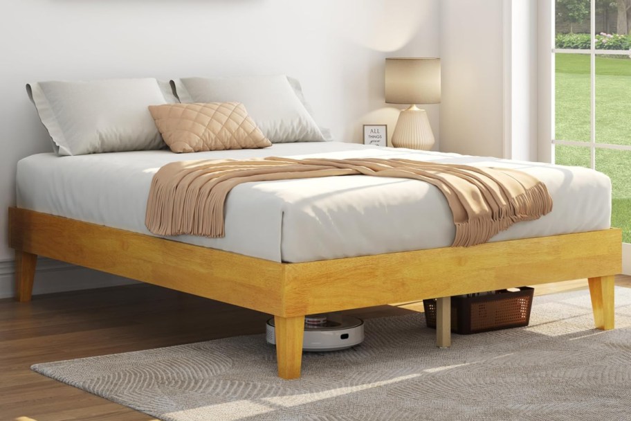 natural wood bed frame