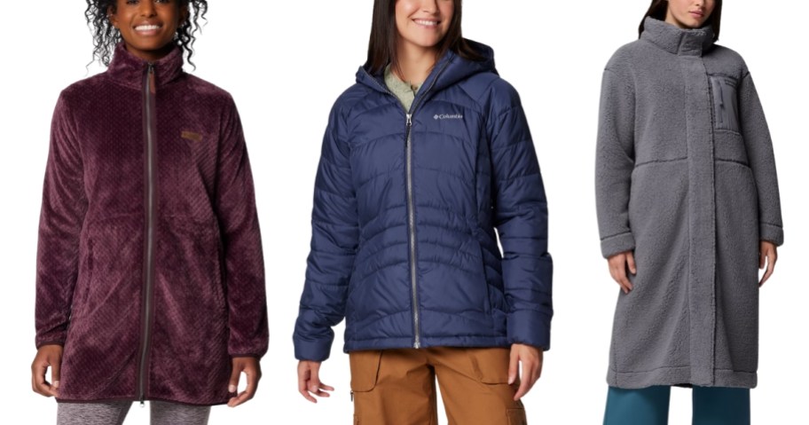 3 women wearing different styles of jackets