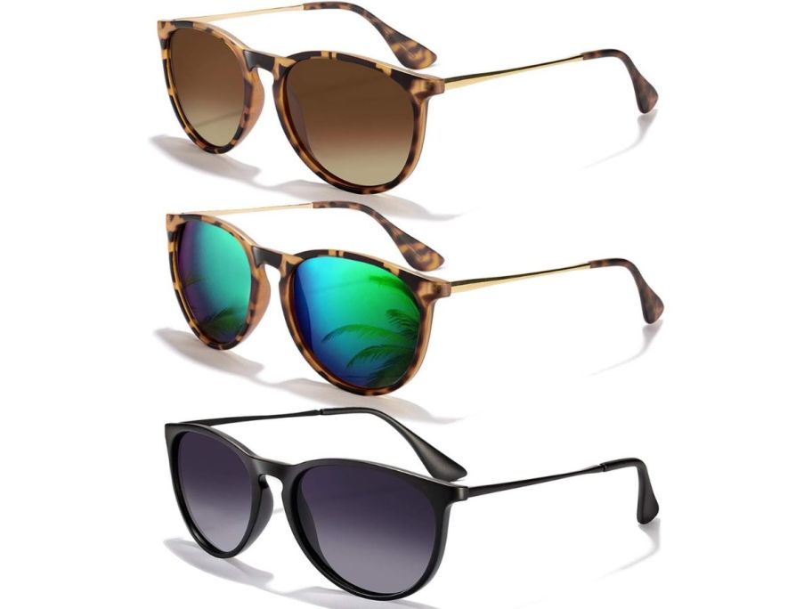 3 pairs of polarized sunglasses