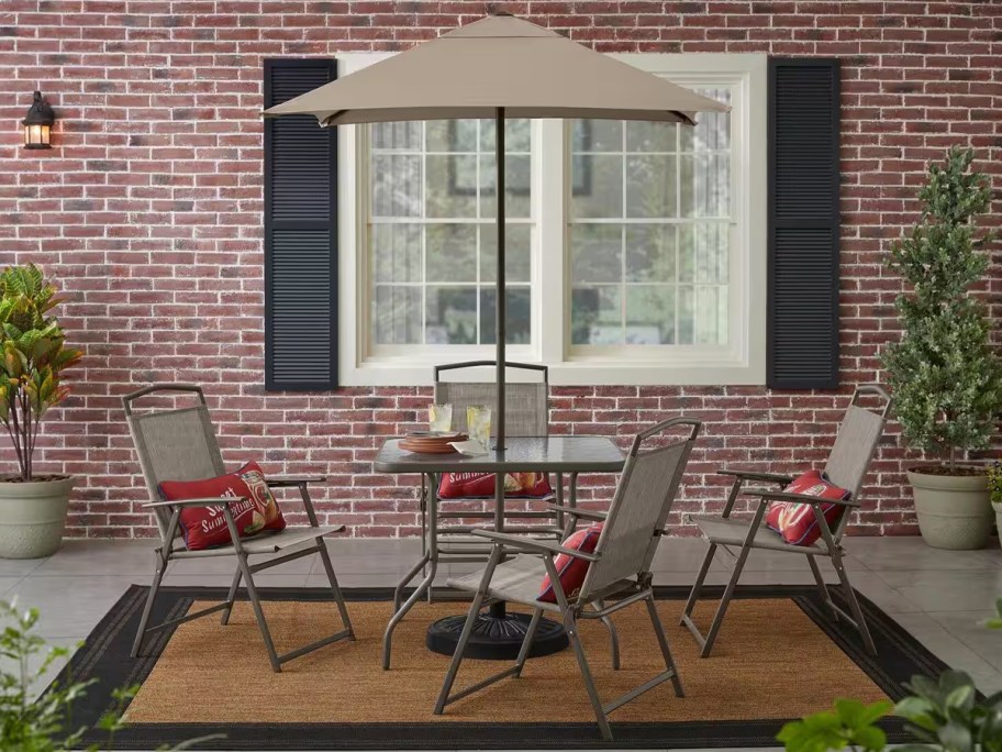 Amberview 6-Piece Steel Square Outdoor Dining Set w: Umbrella
