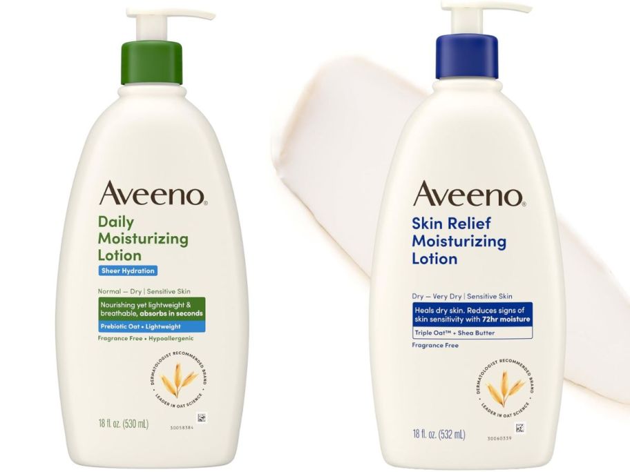 Stock images of two Aveeno Lotions
