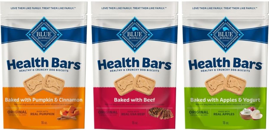 3 bags of Blue Buffalo Health Bars Dog Treats