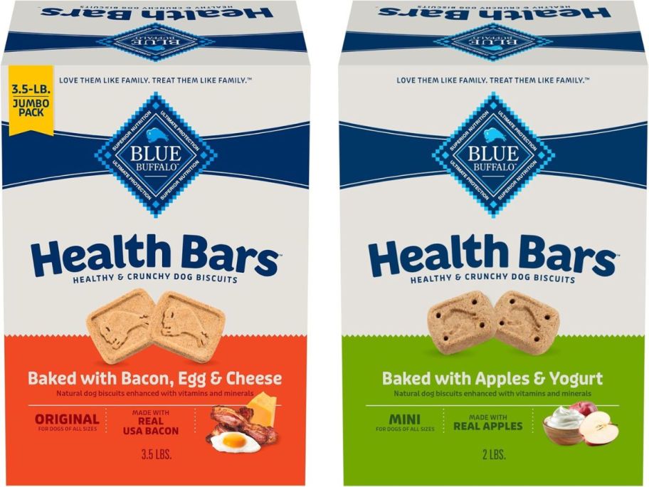 Two boxes of Blue Buffalo Health Bars Dog Treats