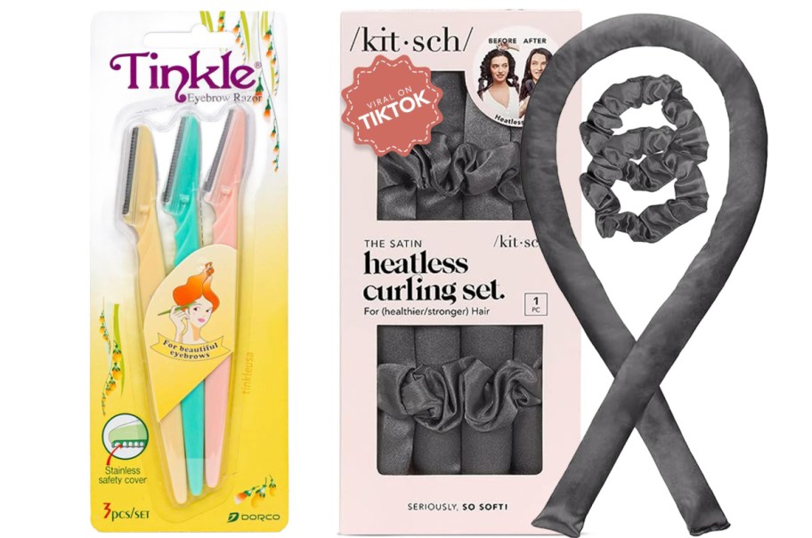 Eyebrow or Face Hair Removal Shavers and heatless curling set