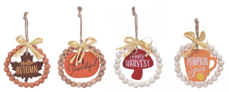 Fall Wooden Beaded Wall Decorations 36-Count displayed