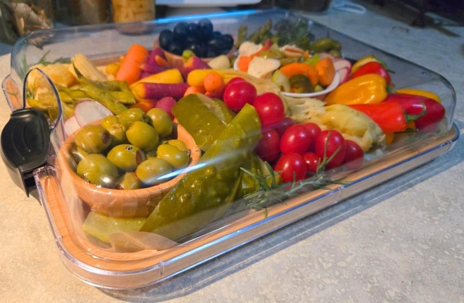Farberware Reversible 11" x 14" Bamboo Cutting/Charcutterie Board w/ Lid