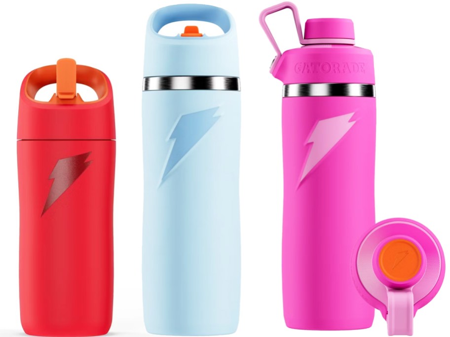 3 Gatorade Water Bottles in a row