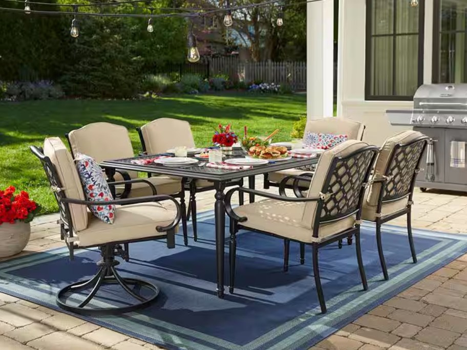 Hampton Bay 7-Piece Steel Patio Dining Set w: Cushions