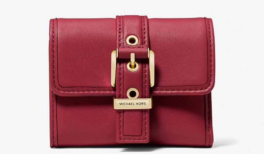 a small dark red wallet