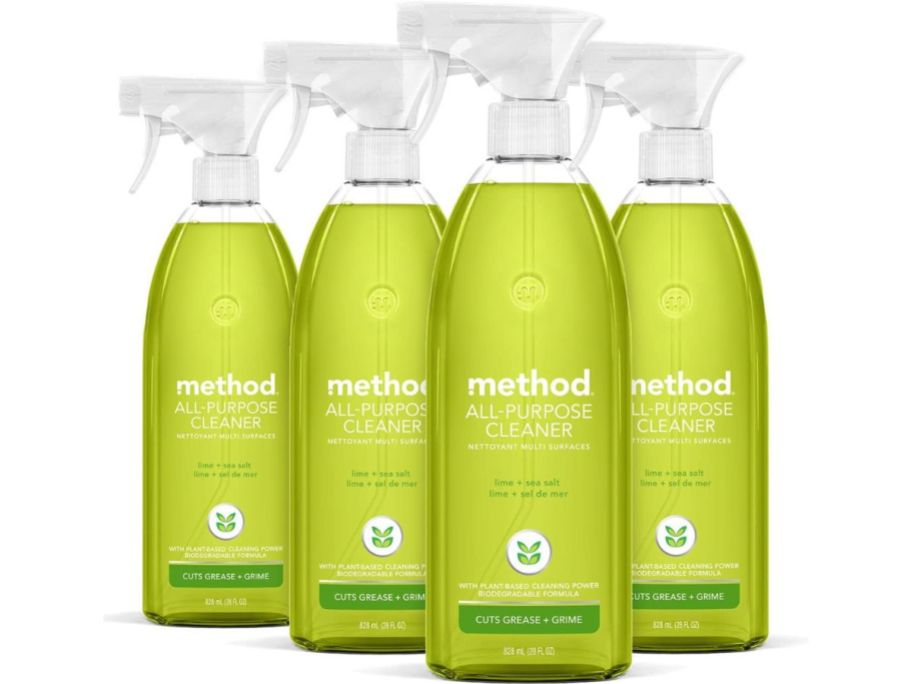 4 bottles of green Method Lime + Sea Salt cleaner