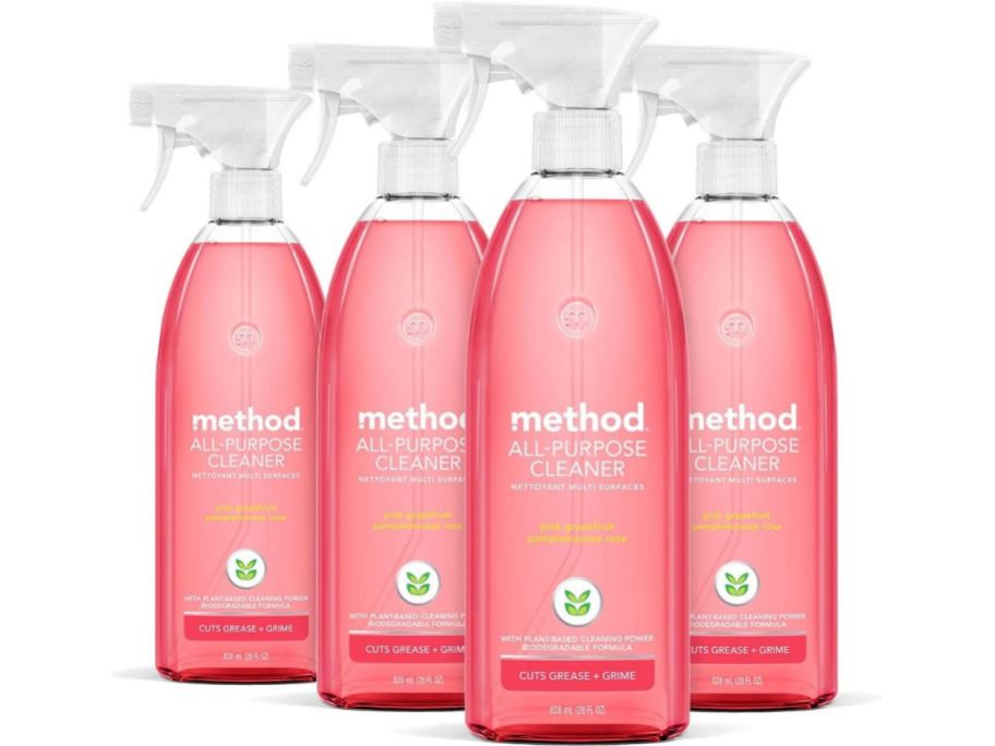 4 bottles of Method Pink Grapefruit cleaner