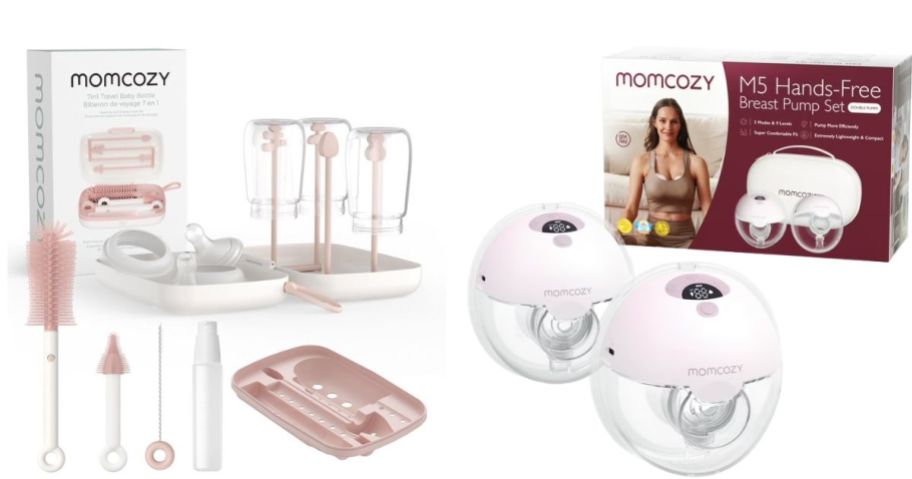 momcozy portable drying rack and portable breast pumps