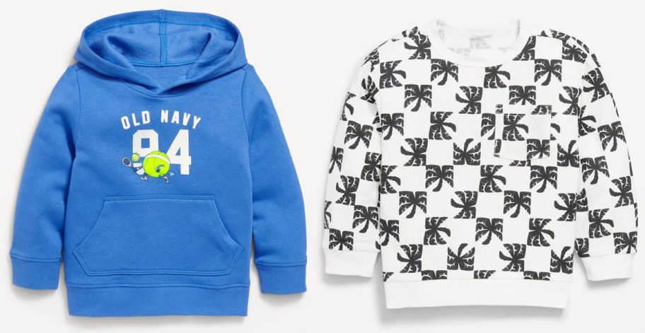 Old Navy Blue toddler hoodie and palm printed sweatshirt 