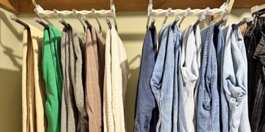 Space-Saving Pants Hanger Only $4 on Amazon (Holds 5 Pairs)