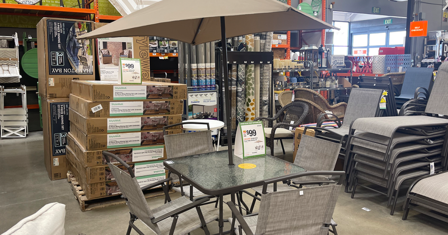 Patio Dining Set on display at Home Depot