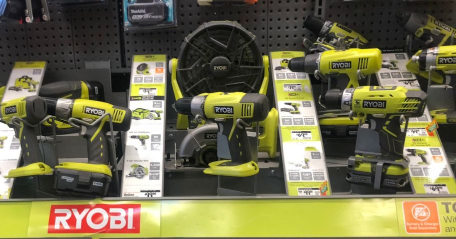 RYOBI Tools on Display at Home Depot