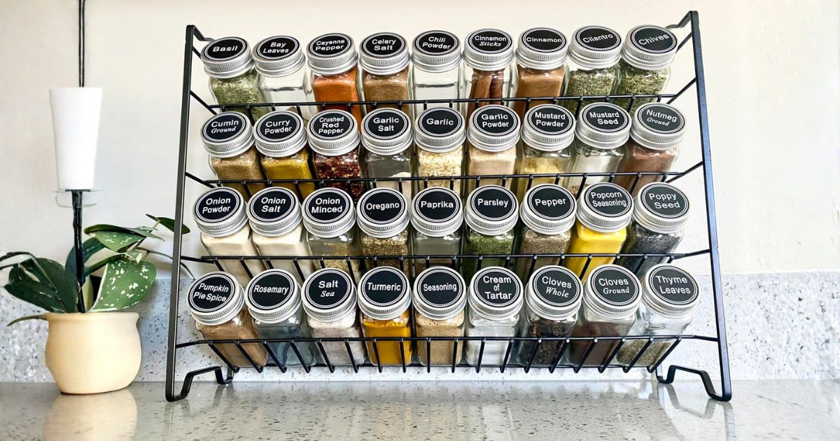 Spice Rack Organizer w/ 36 Jars, Labels, & Funnel Just $25 on Amazon
