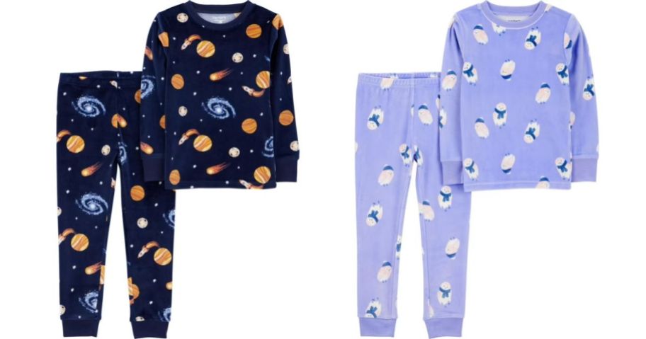 stock image of two different toddler pajamas
