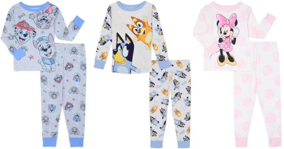 Stock images of 3 Toddler Character Pajamas 2-Piece Sets