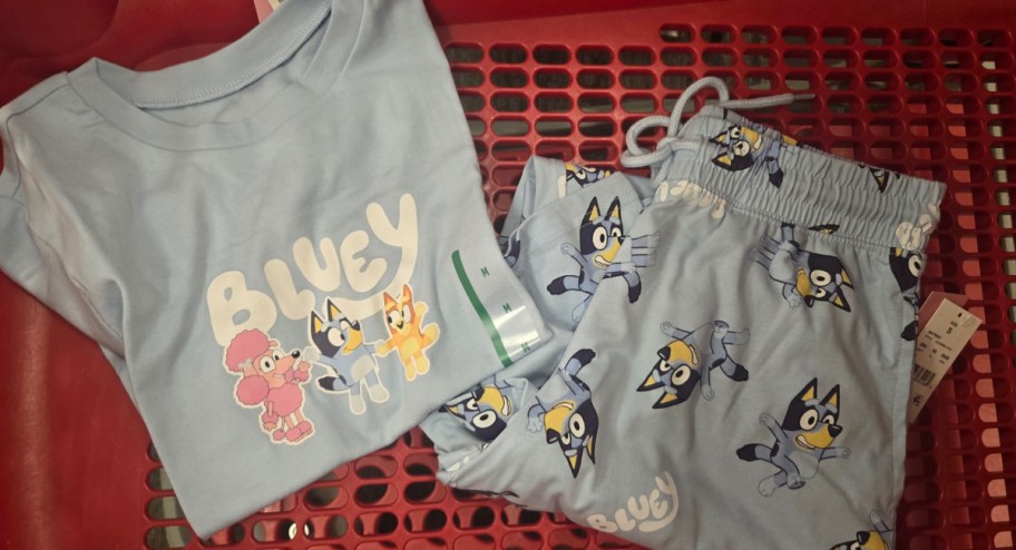 Women bluey lounge set displayed in Target cart