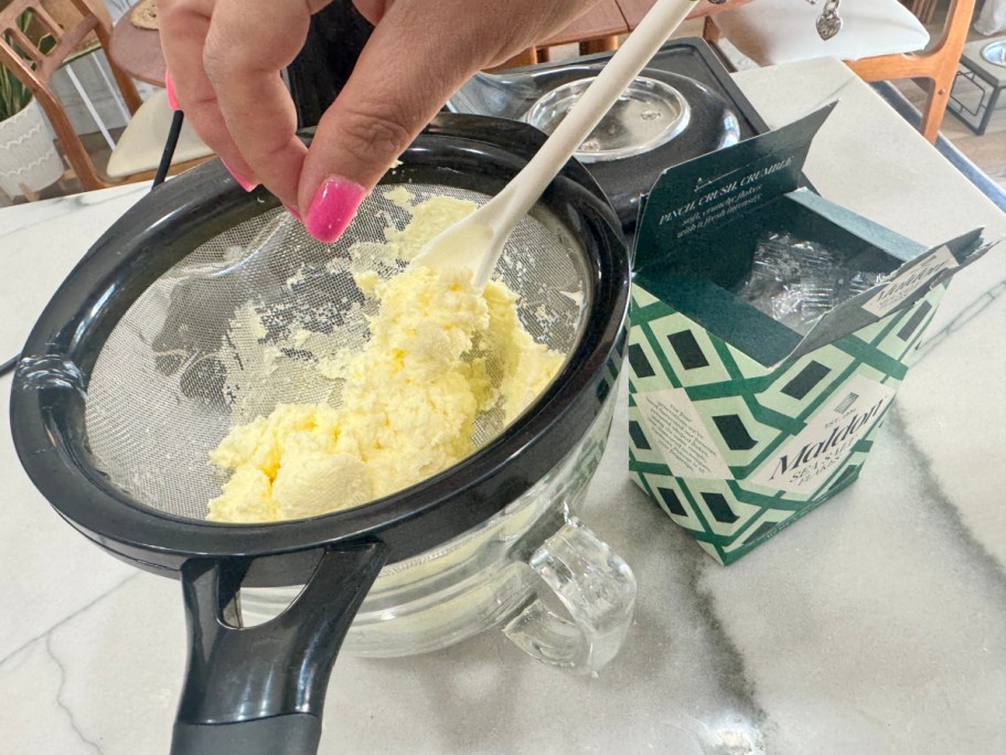 adding salt to homemade butter